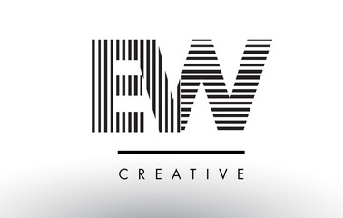 EW E W Black and White Lines Letter Logo Design.