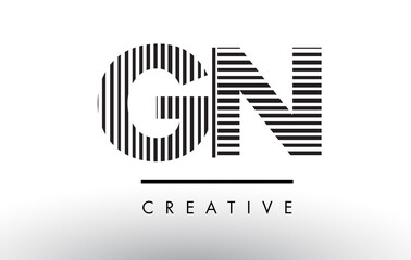 GN G N Black and White Lines Letter Logo Design.