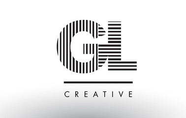 GL G L Black and White Lines Letter Logo Design.
