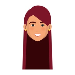 beautiful and young woman head character vector illustration design