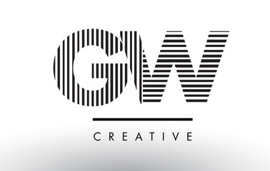 GW G W Black and White Lines Letter Logo Design.