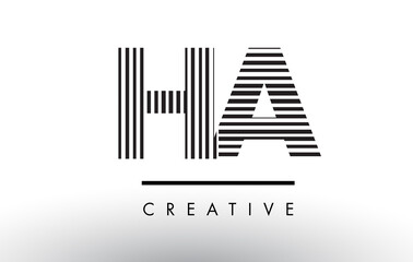 HA H A Black and White Lines Letter Logo Design.