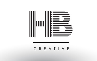 HB H B Black and White Lines Letter Logo Design.