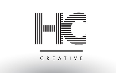 HC H C Black and White Lines Letter Logo Design.