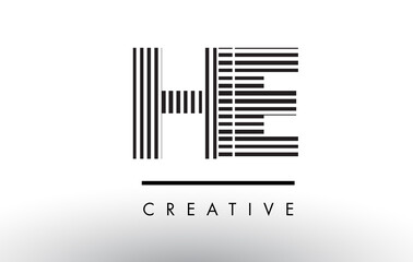 HE H E Black and White Lines Letter Logo Design.