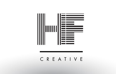 HF H F Black and White Lines Letter Logo Design.