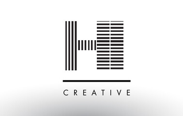 HI H I Black and White Lines Letter Logo Design.