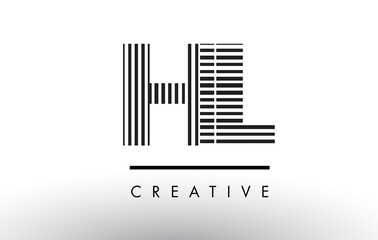 HL H L Black and White Lines Letter Logo Design.