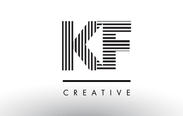 KF K F Black and White Lines Letter Logo Design.