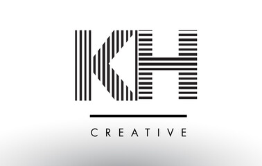 KH K H Black and White Lines Letter Logo Design.