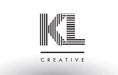 KL K L Black and White Lines Letter Logo Design.