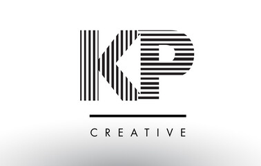 KP K P Black and White Lines Letter Logo Design.