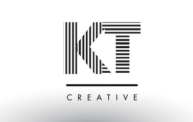KT K T Black and White Lines Letter Logo Design.