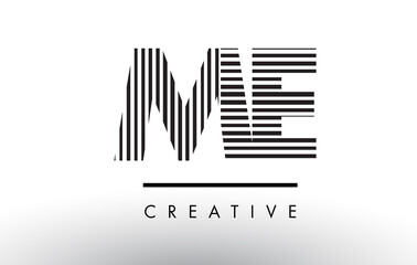 ME M E Black and White Lines Letter Logo Design.