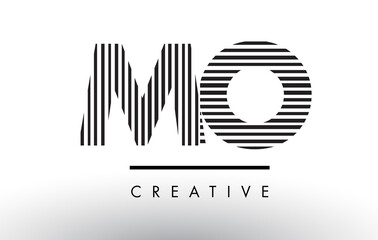 MO M O Black and White Lines Letter Logo Design.