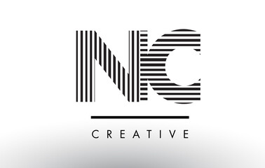 NC N C Black and White Lines Letter Logo Design.