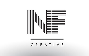 NF N F Black and White Lines Letter Logo Design.