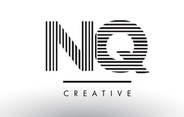 NQ N Q Black and White Lines Letter Logo Design.
