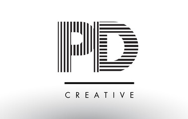 PD P D Black and White Lines Letter Logo Design.