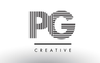 PG P G Black and White Lines Letter Logo Design.