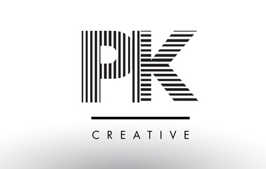 PK P K Black and White Lines Letter Logo Design.