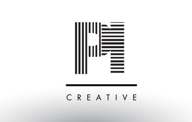 PI P I Black and White Lines Letter Logo Design.