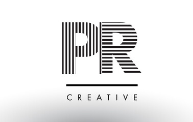 PR P R Black and White Lines Letter Logo Design.