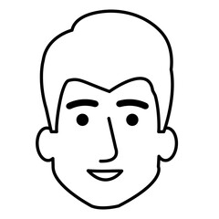young man head avatar character vector illustration design