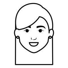 beautiful and young woman head character vector illustration design