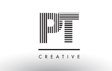 PT P T Black and White Lines Letter Logo Design.
