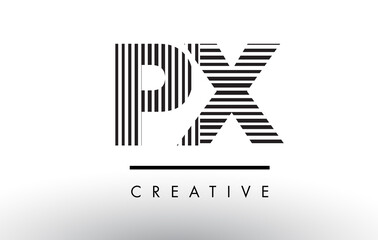 PX P X Black and White Lines Letter Logo Design.