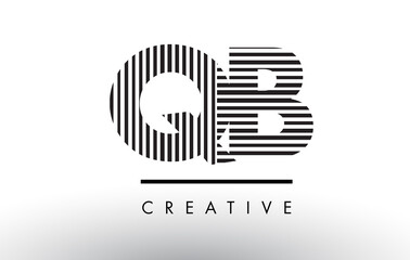 QB Q B Black and White Lines Letter Logo Design.