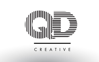 QD Q D Black and White Lines Letter Logo Design.
