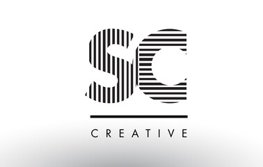 SC S C Black and White Lines Letter Logo Design.