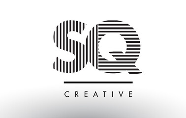 SQ S Q Black and White Lines Letter Logo Design.