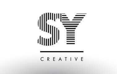 SY S Y Black and White Lines Letter Logo Design.