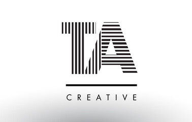 TA T A Black and White Lines Letter Logo Design.