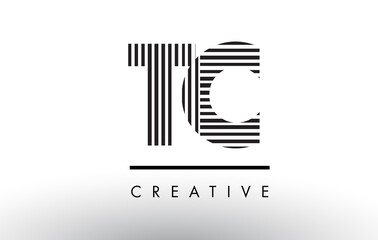 TC T C Black and White Lines Letter Logo Design.
