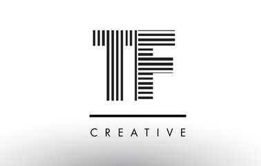 TF T F Black and White Lines Letter Logo Design.