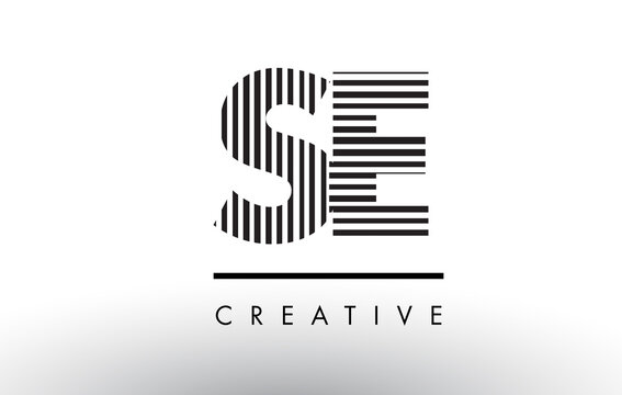 SE S E Black and White Lines Letter Logo Design.