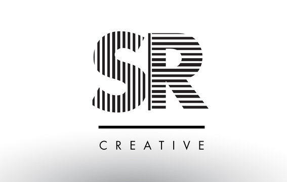 SR S R Black and White Lines Letter Logo Design.