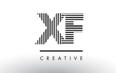 XF X F Black and White Lines Letter Logo Design.
