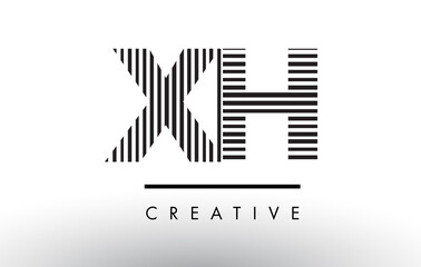 XH X H Black and White Lines Letter Logo Design.