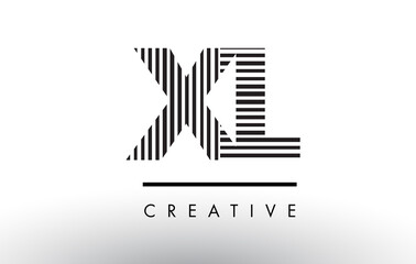 XL X L Black and White Lines Letter Logo Design.