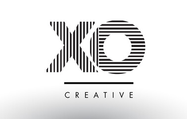 XO X O Black and White Lines Letter Logo Design.