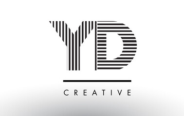 YD Y D Black and White Lines Letter Logo Design.
