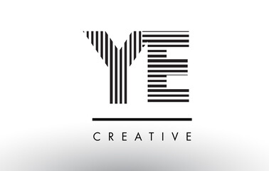 YE Y E Black and White Lines Letter Logo Design.