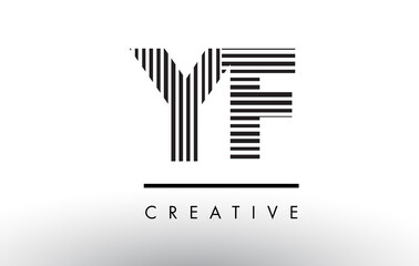 YF Y F Black and White Lines Letter Logo Design.