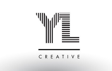 YL Y L Black and White Lines Letter Logo Design.