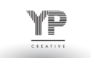 YP Y P Black and White Lines Letter Logo Design.